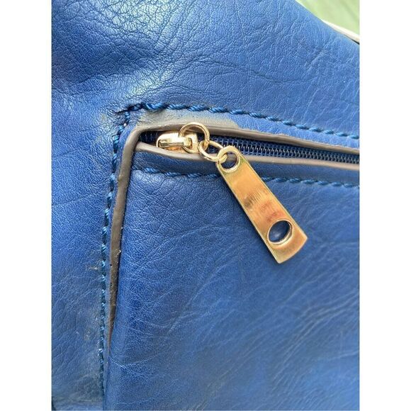 Michael Kors Beautiful Blue Leather Shoulder Handbag With Gold Metal Vintage - Picture 10 of 10